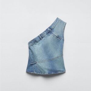 NWT Zara Asymmetrical Denim Jean Vest